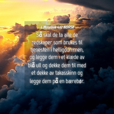 Picture 04 - 4 Mosebok 4:12 NORSK - Så skal de ta alle de redskaper som brukes til - Bible Verse Picture