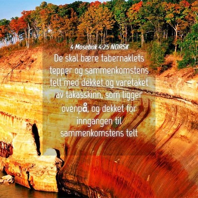 Picture 04 - 4 Mosebok 4:25 NORSK - De skal bære tabernaklets tepper og - Bible Verse Picture