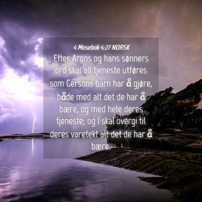 Picture 04 - 4 Mosebok 4:27 NORSK - Efter Arons og hans sønners ord skal all - Bible Verse Picture