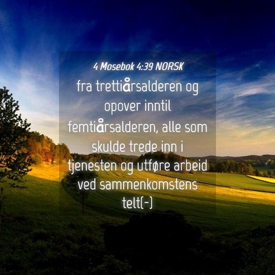 Picture 04 - 4 Mosebok 4:39 NORSK - fra trettiårsalderen og opover inntil - Bible Verse Picture