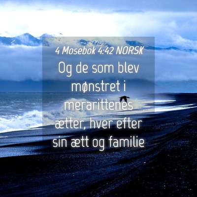 Picture 04 - 4 Mosebok 4:42 NORSK - Og de som blev mønstret i merarittenes ætter, - Bible Verse Picture