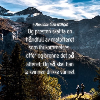 Picture 04 - 4 Mosebok 5:26 NORSK - Og presten skal ta en håndfull av matofferet som - Bible Verse Picture