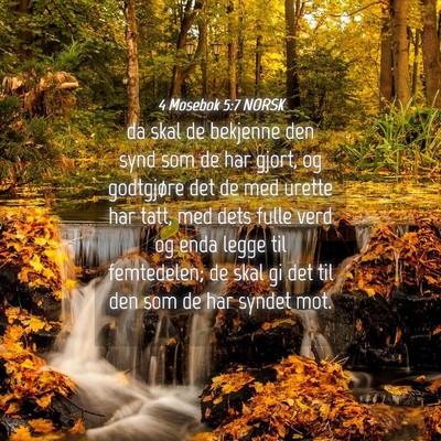 Picture 04 - 4 Mosebok 5:7 NORSK - da skal de bekjenne den synd som de har gjort, og - Bible Verse Picture