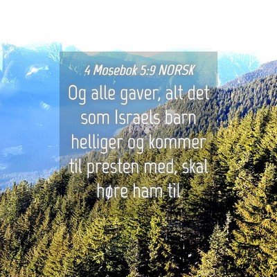 Picture 04 - 4 Mosebok 5:9 NORSK - Og alle gaver, alt det som Israels barn helliger - Bible Verse Picture