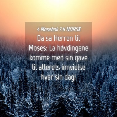 Picture 04 - 4 Mosebok 7:11 NORSK - Da sa Herren til Moses: La høvdingene komme med - Bible Verse Picture