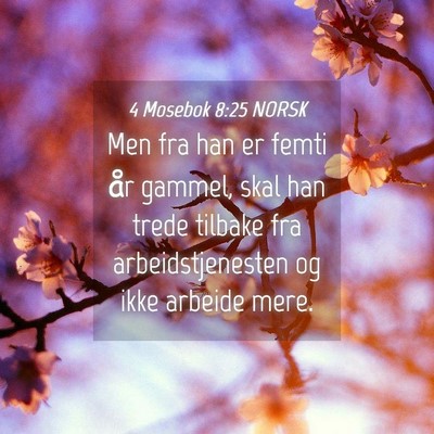 Picture 04 - 4 Mosebok 8:25 NORSK - Men fra han er femti år gammel, skal han trede - Bible Verse Picture
