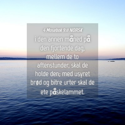 Picture 04 - 4 Mosebok 9:11 NORSK - i den annen måned på den fjortende dag, mellem - Bible Verse Picture