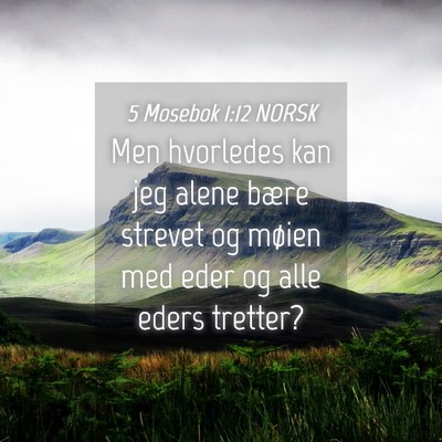 Picture 04 - 5 Mosebok 1:12 NORSK - Men hvorledes kan jeg alene bære strevet og - Bible Verse Picture