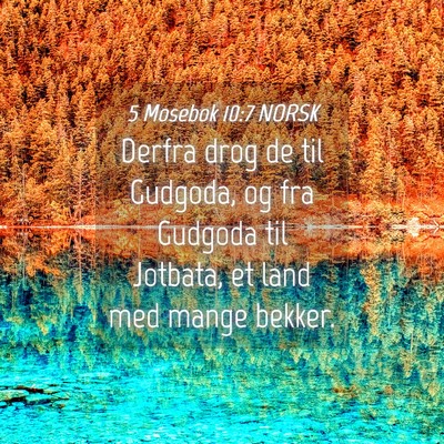 Picture 04 - 5 Mosebok 10:7 NORSK - Derfra drog de til Gudgoda, og fra Gudgoda til - Bible Verse Picture