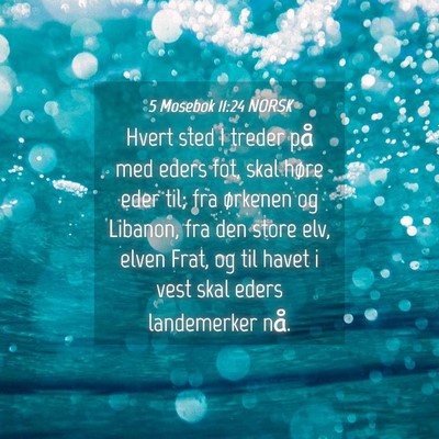Picture 04 - 5 Mosebok 11:24 NORSK - Hvert sted I treder på med eders fot, skal høre - Bible Verse Picture