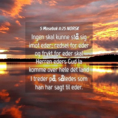 Picture 04 - 5 Mosebok 11:25 NORSK - Ingen skal kunne stå sig imot eder; redsel for - Bible Verse Picture