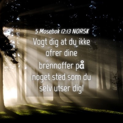 Picture 04 - 5 Mosebok 12:13 NORSK - Vogt dig at du ikke ofrer dine brennoffer på - Bible Verse Picture