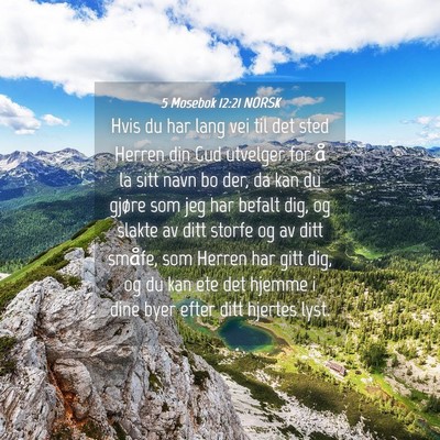 Picture 04 - 5 Mosebok 12:21 NORSK - Hvis du har lang vei til det sted Herren din Gud - Bible Verse Picture