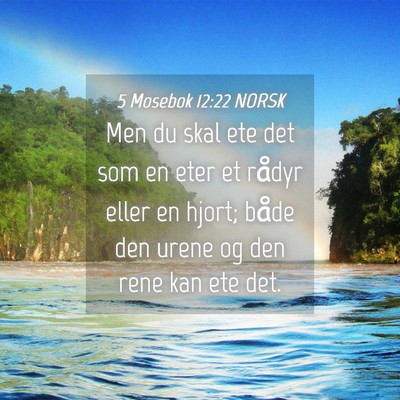 Picture 04 - 5 Mosebok 12:22 NORSK - Men du skal ete det som en eter et rådyr eller - Bible Verse Picture