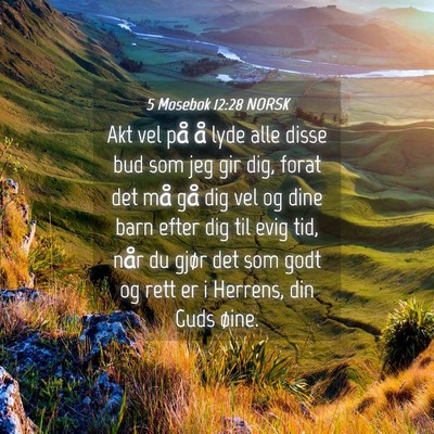 Picture 04 - 5 Mosebok 12:28 NORSK - Akt vel på å lyde alle disse bud som jeg gir - Bible Verse Picture