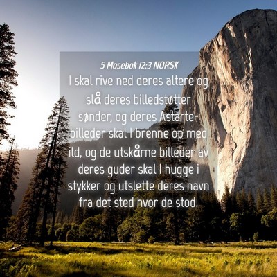 Picture 04 - 5 Mosebok 12:3 NORSK - I skal rive ned deres altere og slå deres - Bible Verse Picture
