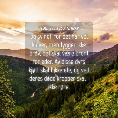 Picture 04 - 5 Mosebok 14:8 NORSK - og svinet, for det har vel klover, men tygger - Bible Verse Picture