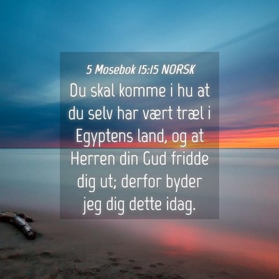 Picture 04 - 5 Mosebok 15:15 NORSK - Du skal komme i hu at du selv har vært træl i - Bible Verse Picture