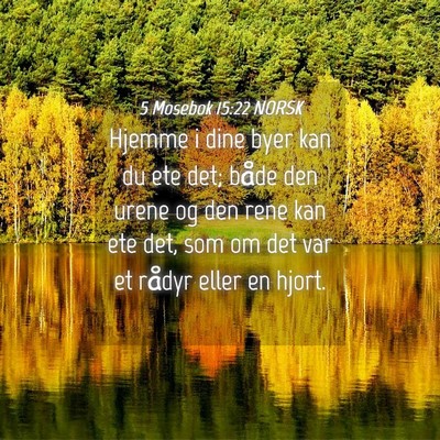 Picture 04 - 5 Mosebok 15:22 NORSK - Hjemme i dine byer kan du ete det; både den - Bible Verse Picture