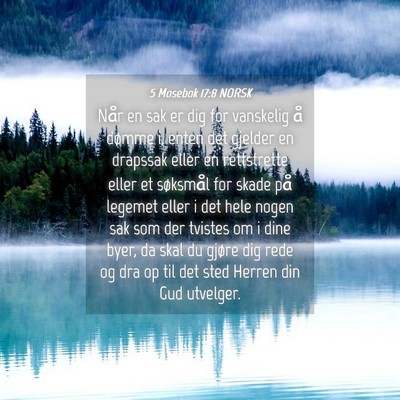Picture 04 - 5 Mosebok 17:8 NORSK - Når en sak er dig for vanskelig å dømme i, - Bible Verse Picture