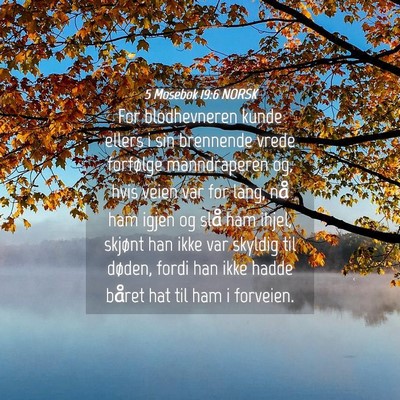 Picture 04 - 5 Mosebok 19:6 NORSK - For blodhevneren kunde ellers i sin brennende - Bible Verse Picture