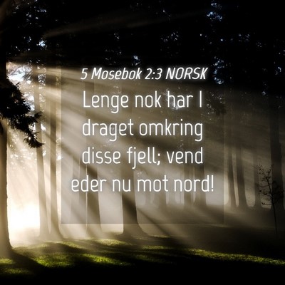 Picture 04 - 5 Mosebok 2:3 NORSK - Lenge nok har I draget omkring disse fjell; vend - Bible Verse Picture
