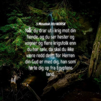 Picture 04 - 5 Mosebok 20:1 NORSK - Når du drar ut i krig mot din fiende, og du ser - Bible Verse Picture