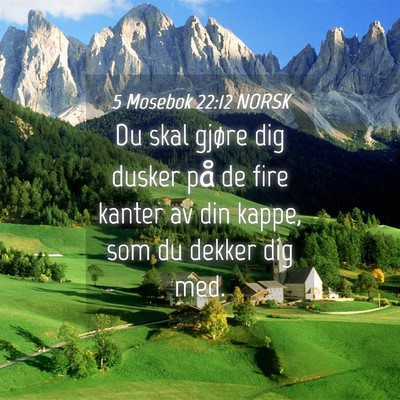 Picture 04 - 5 Mosebok 22:12 NORSK - Du skal gjøre dig dusker på de fire kanter av - Bible Verse Picture
