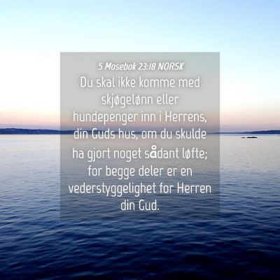 Picture 04 - 5 Mosebok 23:18 NORSK - Du skal ikke komme med skjøgelønn eller - Bible Verse Picture