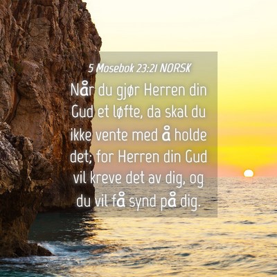 Picture 04 - 5 Mosebok 23:21 NORSK - Når du gjør Herren din Gud et løfte, da skal - Bible Verse Picture