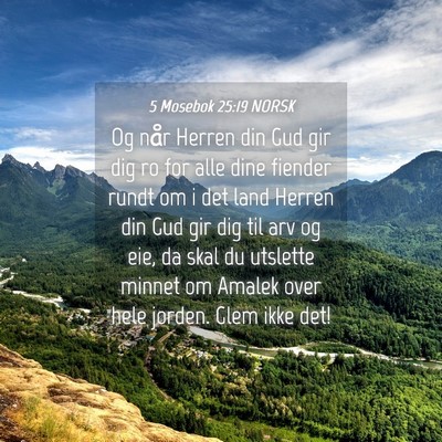 Picture 04 - 5 Mosebok 25:19 NORSK - Og når Herren din Gud gir dig ro for alle dine - Bible Verse Picture