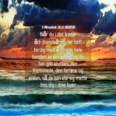 Picture 04 - 5 Mosebok 26:12 NORSK - Når du i det tredje år(-)tiendeåret(-)er blitt - Bible Verse Picture