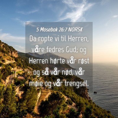 Picture 04 - 5 Mosebok 26:7 NORSK - Da ropte vi til Herren, våre fedres Gud; og - Bible Verse Picture