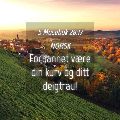 Picture 04 - 5 Mosebok 28:17 NORSK - Forbannet være din kurv og ditt - Bible Verse Picture