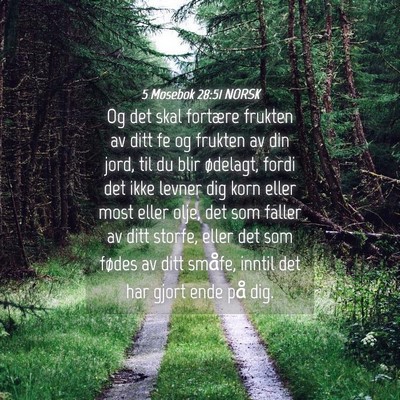 Picture 04 - 5 Mosebok 28:51 NORSK - Og det skal fortære frukten av ditt fe og - Bible Verse Picture