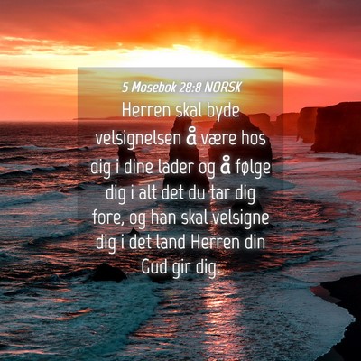 Picture 04 - 5 Mosebok 28:8 NORSK - Herren skal byde velsignelsen å være hos dig i - Bible Verse Picture