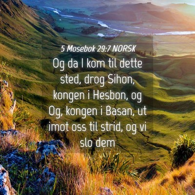 Picture 04 - 5 Mosebok 29:7 NORSK - Og da I kom til dette sted, drog Sihon, kongen i - Bible Verse Picture