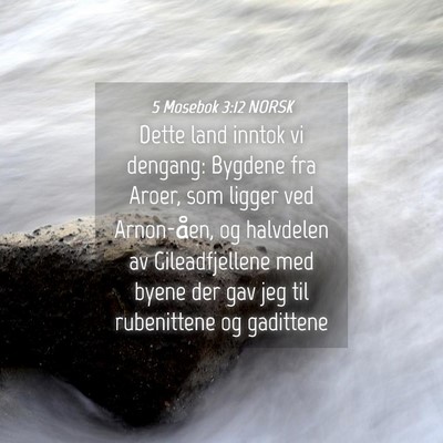 Picture 04 - 5 Mosebok 3:12 NORSK - Dette land inntok vi dengang: Bygdene fra Aroer, - Bible Verse Picture