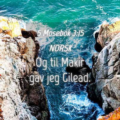Picture 04 - 5 Mosebok 3:15 NORSK - Og til Makir gav jeg - Bible Verse Picture