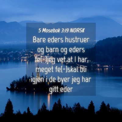 Picture 04 - 5 Mosebok 3:19 NORSK - Bare eders hustruer og barn og eders fe(-)jeg vet - Bible Verse Picture