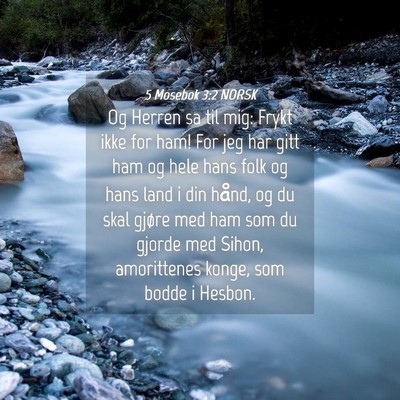 Picture 04 - 5 Mosebok 3:2 NORSK - Og Herren sa til mig: Frykt ikke for ham! For jeg - Bible Verse Picture