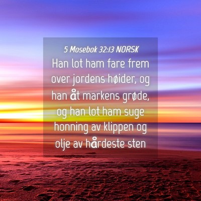 Picture 04 - 5 Mosebok 32:13 NORSK - Han lot ham fare frem over jordens høider, og - Bible Verse Picture