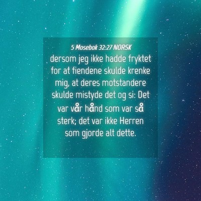 Picture 04 - 5 Mosebok 32:27 NORSK - dersom jeg ikke hadde fryktet for at fiendene - Bible Verse Picture