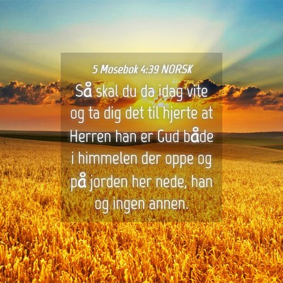 Picture 04 - 5 Mosebok 4:39 NORSK - Så skal du da idag vite og ta dig det til hjerte - Bible Verse Picture