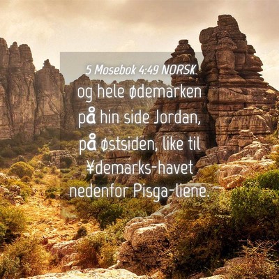 Picture 04 - 5 Mosebok 4:49 NORSK - og hele ødemarken på hin side Jordan, på - Bible Verse Picture