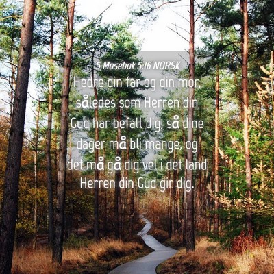Picture 04 - 5 Mosebok 5:16 NORSK - Hedre din far og din mor, således som Herren din - Bible Verse Picture
