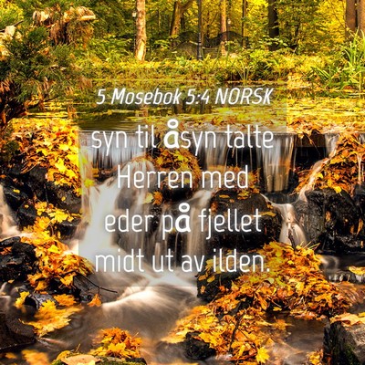 Picture 04 - 5 Mosebok 5:4 NORSK - syn til åsyn talte Herren med eder på fjellet - Bible Verse Picture