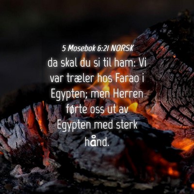 Picture 04 - 5 Mosebok 6:21 NORSK - da skal du si til ham: Vi var træler hos Farao i - Bible Verse Picture