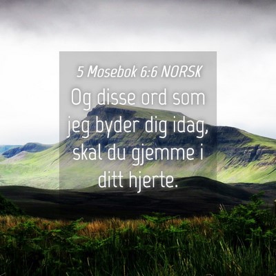 Picture 04 - 5 Mosebok 6:6 NORSK - Og disse ord som jeg byder dig idag, skal du - Bible Verse Picture