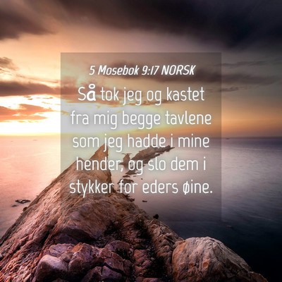 Picture 04 - 5 Mosebok 9:17 NORSK - Så tok jeg og kastet fra mig begge tavlene som - Bible Verse Picture